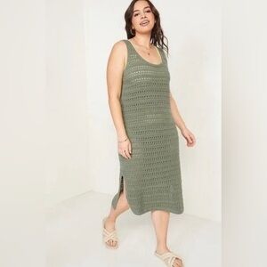 NWT Old Navy Green Crochet Sleeveless Dress size 2X 🌻 BG 09 RK